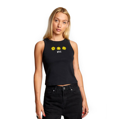 RVCA WILDFLOWER TANK TOP W WASHED BLACK M
