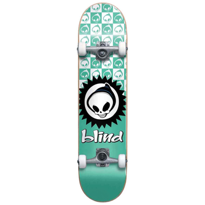 BLIND CHECKERED REAPER YTH FP SOFT WHEELS 7.375" COMPLETE TEAL 7.375"