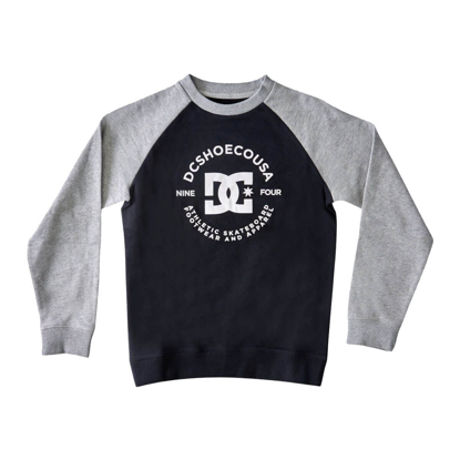 DC DC STAR PILOT RAGLAN CREW KID BLACK/GREY HEATHER 12/M