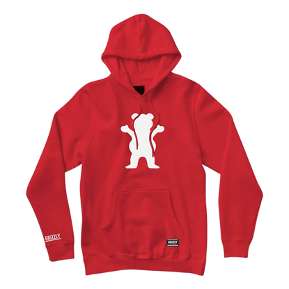 GRIZZLY GRIPTAPE OG BEAR HOODIE RED/WHITE L
