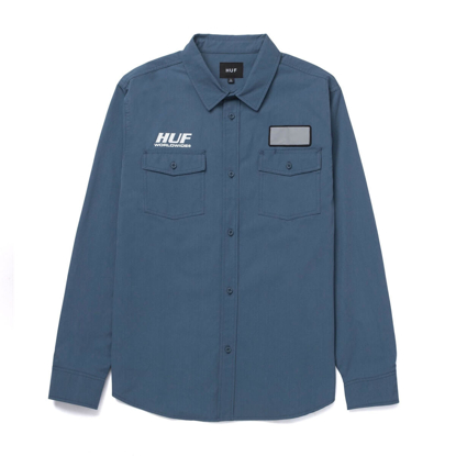 HUF PORTER L/S WORK SHIRT BLUE TEAL M