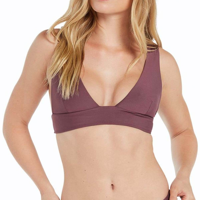 VOLCOM SIMPLY SEAMLESS HALTER TOP W EGGPLANT L