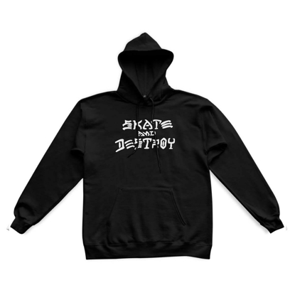 THRASHER MAGAZINE SKATE AND DESTROY PULLOVER HOODIE BLACK S
