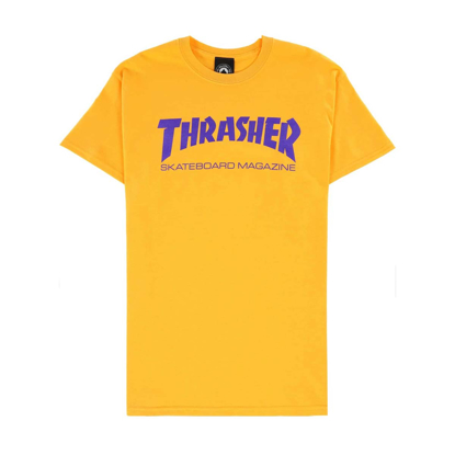 THRASHER MAGAZINE SKATEMAG T-SHIRT GOLD/PURPLE S