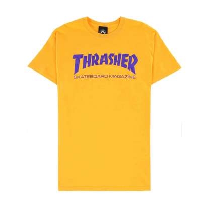 THRASHER MAGAZINE SKATEMAG T-SHIRT GOLD/PURPLE M