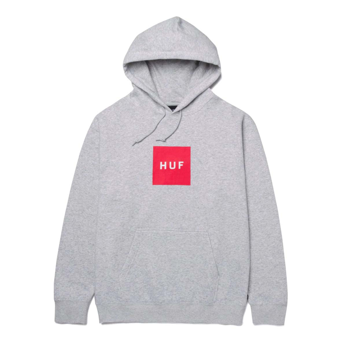HUF ESSENTIALS BOX LOGO PULLOVER HOODIE ATHLETIC HEATHER M