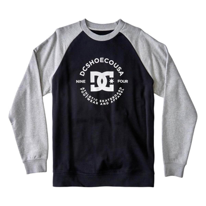 DC DC STAR PILOT RAGLAN CREW BLACK/GREY HEATHER S