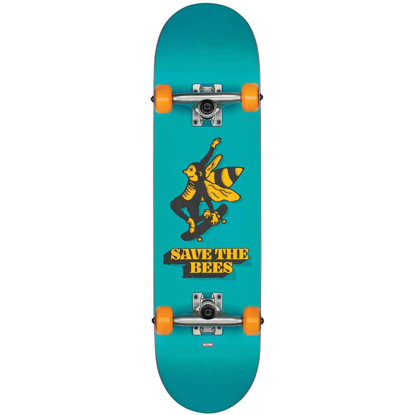 GLOBE KIDS SAVE THE BEES MID 7.6" COMPLETE BLUE 7.6"