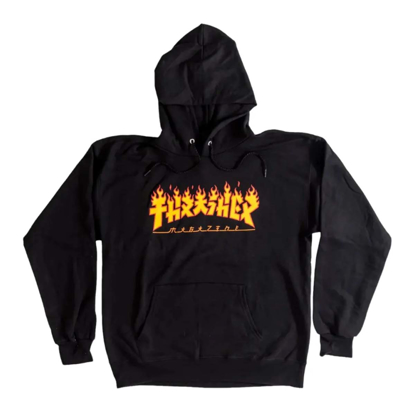 THRASHER MAGAZINE GODZILLA FLAME HOOD BLACK M