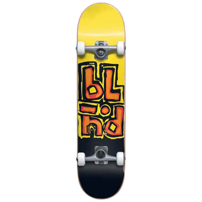BLIND OG STACKED FP SOFT WHEELS 7.5" COMPLETE BLACK/YELLOW 7.5"