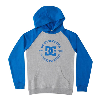 DC DC STAR PILOT RAGLAN BOY PULLOVER HOODIE HEATHER GREY/TURKISH SEA 8/XS