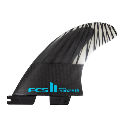 FCS FCS II PERFORMER PC CARBON TRI FINS BLACK/TEAL L