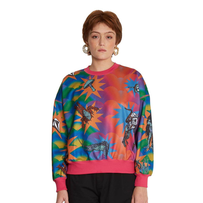 VOLCOM CHRISSIE ABBOTT X FRENCH CREW PULLOVER MULTI S