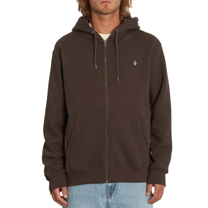 VOLCOM SINGLE STONE ZIP HOODIE DARK BROWN XL