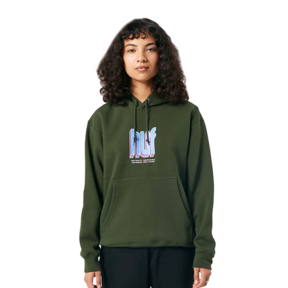 HUF CITY BOOKED PULLOVER HOODIE HUNTER GREEN M