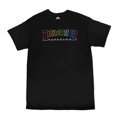 THRASHER MAGAZINE OUTLINED RAINBOW MAG T-SHIRT BLACK L