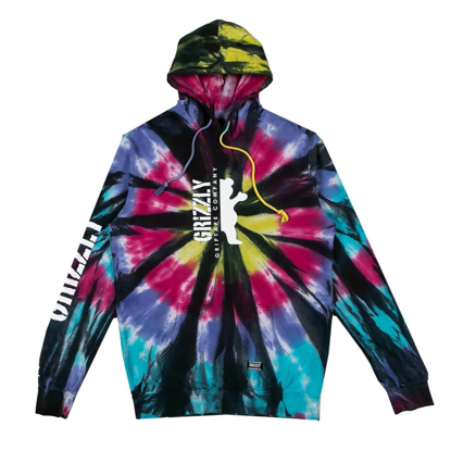 GRIZZLY GRIPTAPE DOWN THE MIDDLE HOODY TIE DYE L