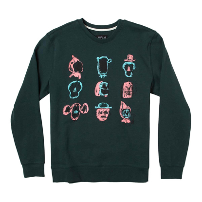 RVCA DMOTE CREW PULLOVER HUNTER GREEN M