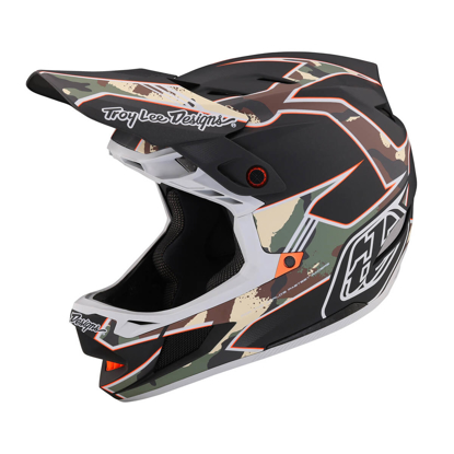 TROY LEE DESIGNS D4 COMPOSITE HELMET W/MIPS MATRIX CAMO ARMY GREEN M