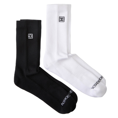 DC DC SHOE CO CREW 2PK SOCKS WHITE UNI