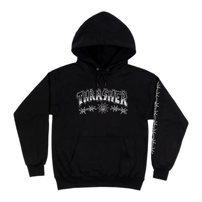 THRASHER MAGAZINE BARBED WIRE HOOD BLACK XL