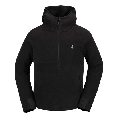 VOLCOM POLAR FLEECE HOODED 1/2 ZIP BLACK L