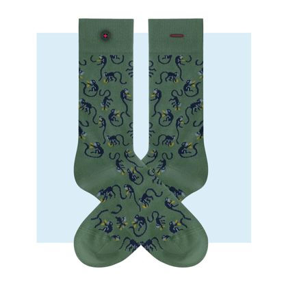 ADAM BANANA MONKEY GREEN SOCKS ASSORTED 36-40