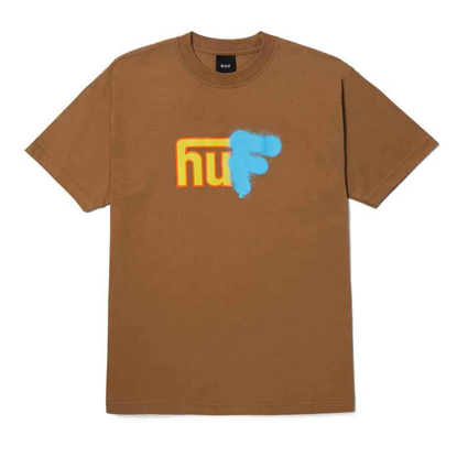 HUF UPSIDE DOWNTOWN S/S T-SHIRT CAMEL S