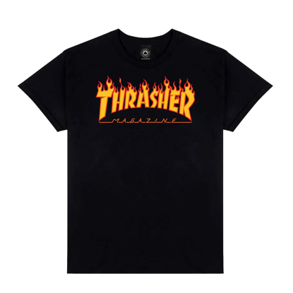 THRASHER MAGAZINE YOUTH FLAME LOGO T-SHIRT BLACK L