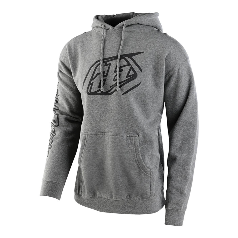 TROY LEE DESIGNS CROPPED BADGE PULLOVER HOODIE GUNMETAL HEATHER M