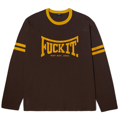 HUF EXETER L/S FOOTBALL SHIRT ESPRESSO M