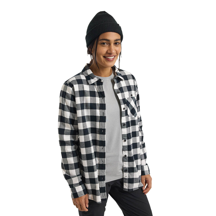 BURTON WOMEN'S FAVORITE FLANNEL LONG SLEEE STOUT WHITE BUFFALO PLAID S