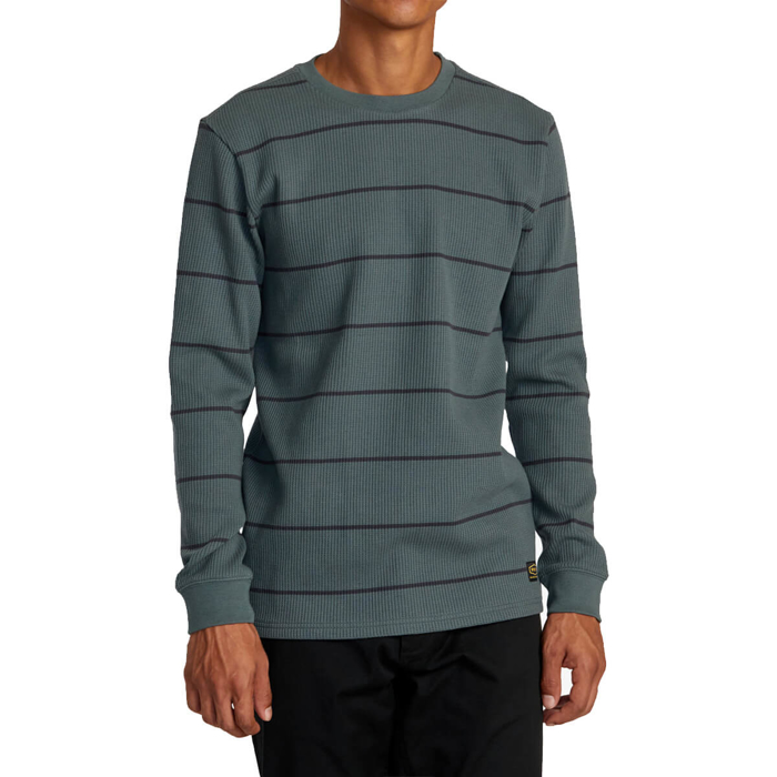RVCA DAY SHIFT THERMAL STRIPE LS BALSAM GREEN L