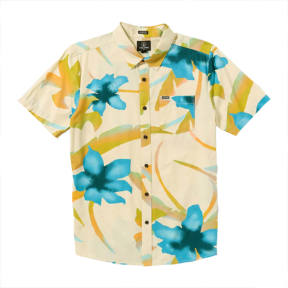VOLCOM TRACERS FLORAL SHIRT LIGHT BEIGE S