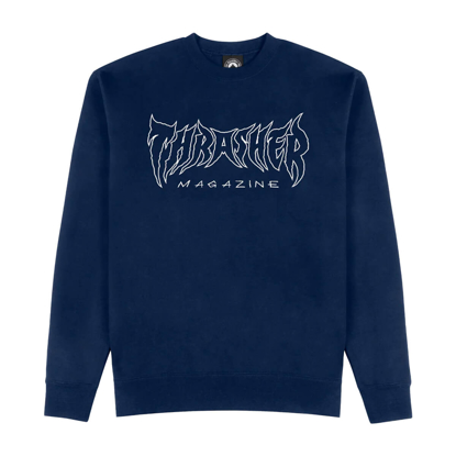 THRASHER MAGAZINE METAL CREWNECK PULLOVER NAVY L