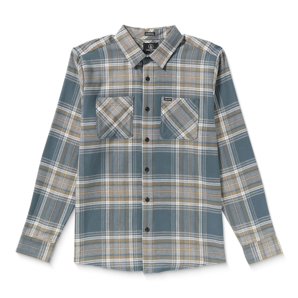 VOLCOM NETASTONE FLANNEL LONG-SLEEVE SHIRT DARK SLATE M