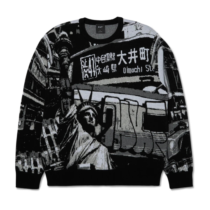HUF WORLDWIDE COMMUTER SWEATER BLACK M