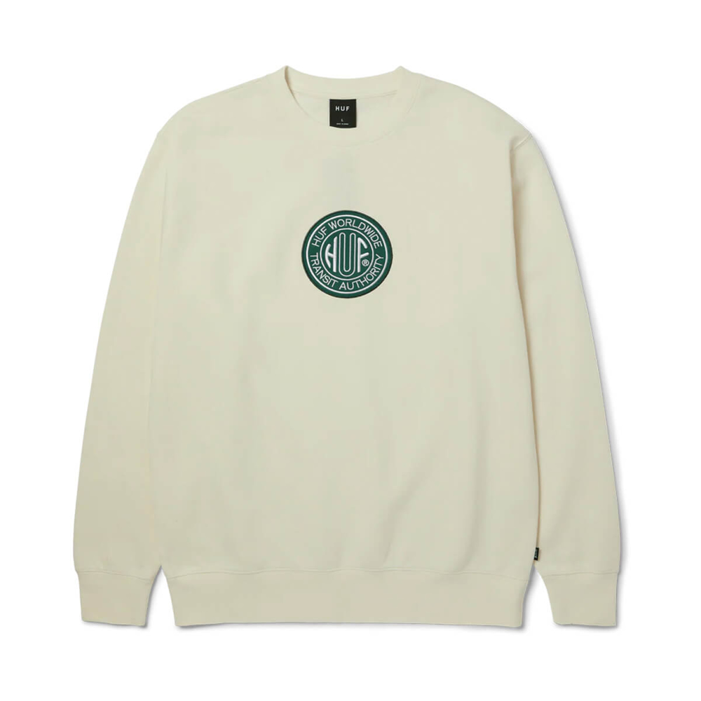 HUF TRANSIT AUTHORITY CREWNECK BLEACH S