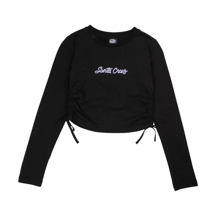 SANTA CRUZ LOVE SCRIPT STRIP TIE LS TOP BLACK 6