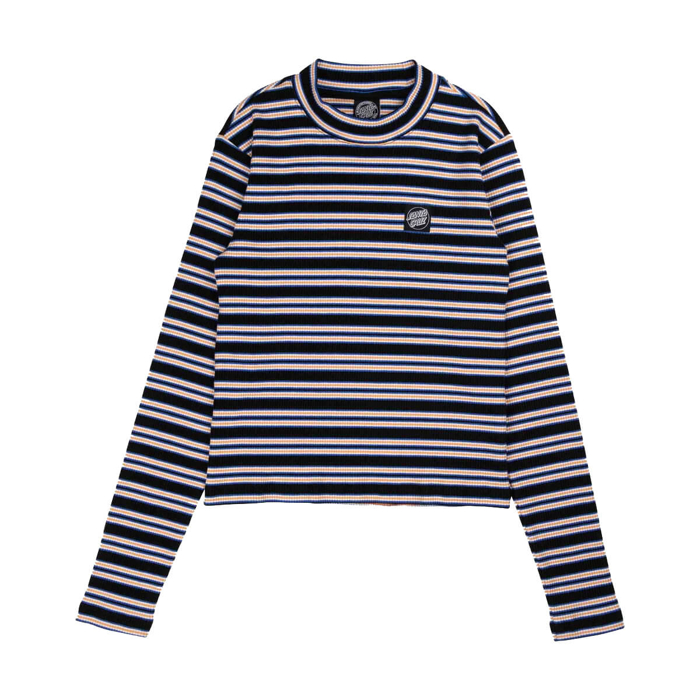 SANTA CRUZ OPUS DOT MOCK NECK LS TOP MULTI STRIPE 10