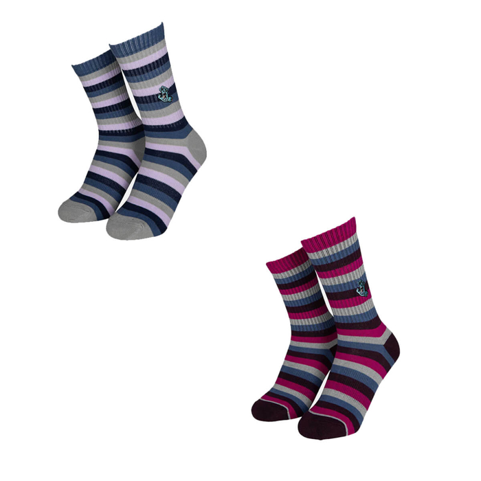 SANTA CRUZ MINI HAND SOCKS (2-PACK) DARK CHERRY & MIST STRIPE UNI