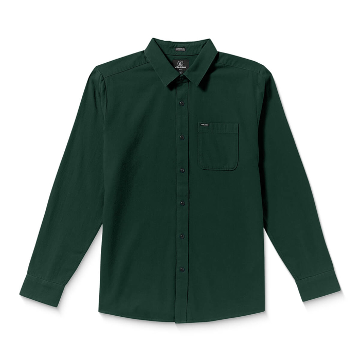 VOLCOM CADEN SOLID LONG-SLEEVE SHIRT SCARAB M