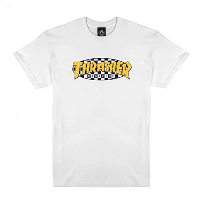 THRASHER MAGAZINE CHECKERED OVAL T-SHIRT WHITE M