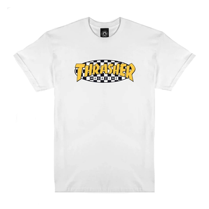 THRASHER MAGAZINE CHECKERED OVAL T-SHIRT WHITE XL