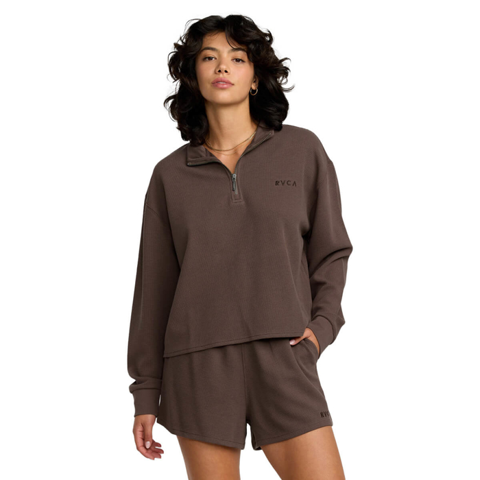 RVCA GLORY WAFFLE PULLOVER BROWN BEAR XS/6