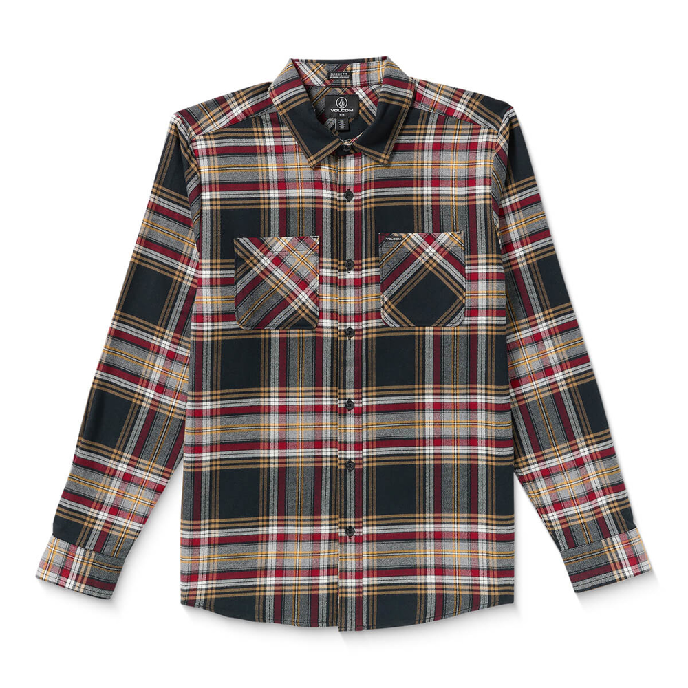 VOLCOM NETASTONE FLANNEL LONG-SLEEVE SHIRT ANTIQUE BLACK L
