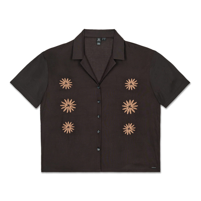 VOLCOM EMB MIDNITE RAMBLE TOP SHIRT VINTAGE BLACK XS