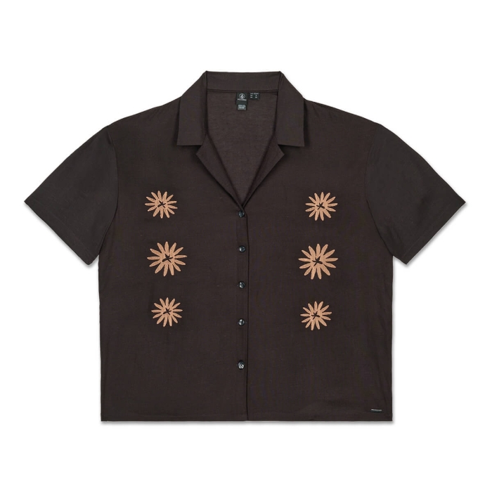 VOLCOM EMB MIDNITE RAMBLE TOP SHIRT VINTAGE BLACK S