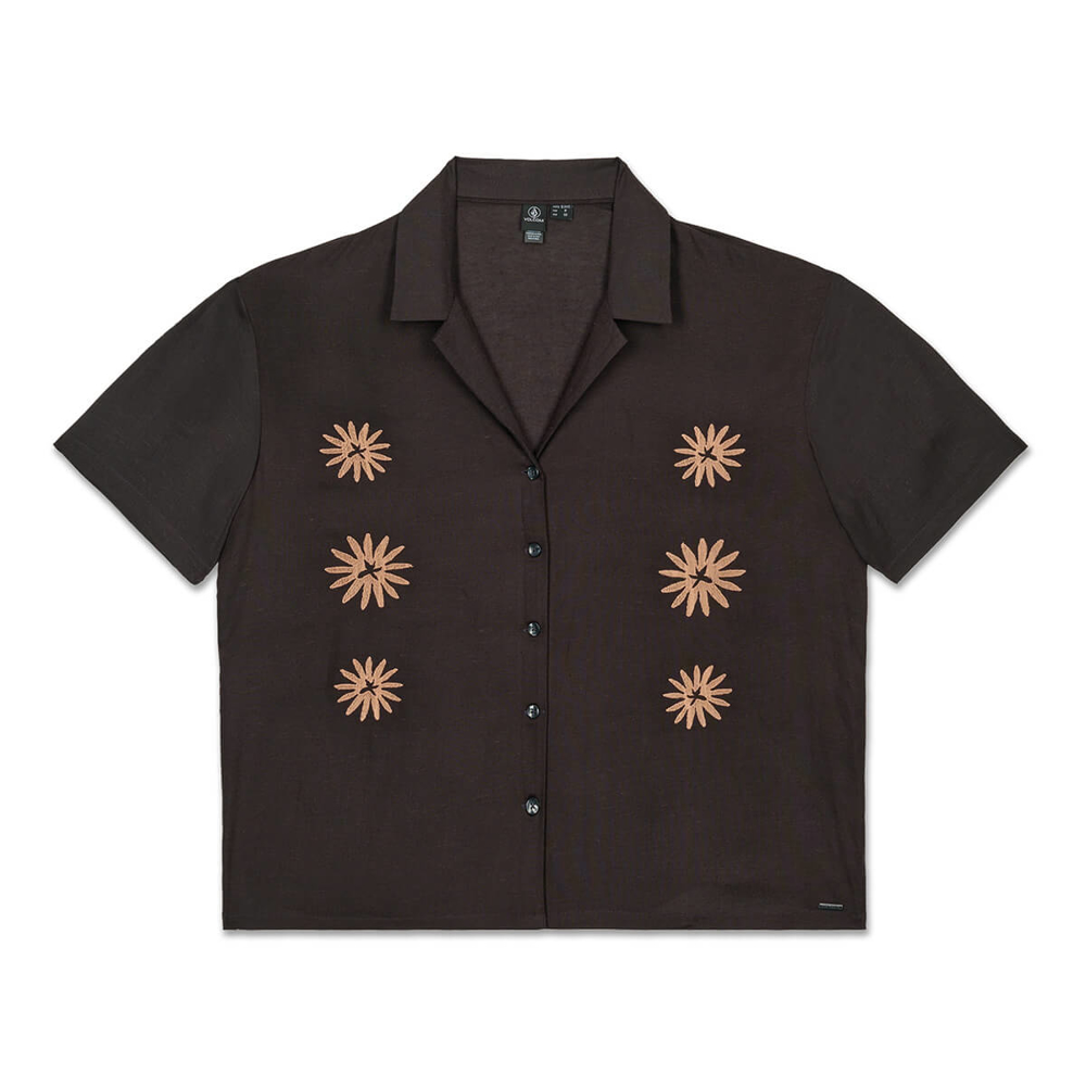 VOLCOM EMB MIDNITE RAMBLE TOP SHIRT VINTAGE BLACK M