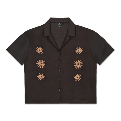 VOLCOM EMB MIDNITE RAMBLE TOP SHIRT VINTAGE BLACK M